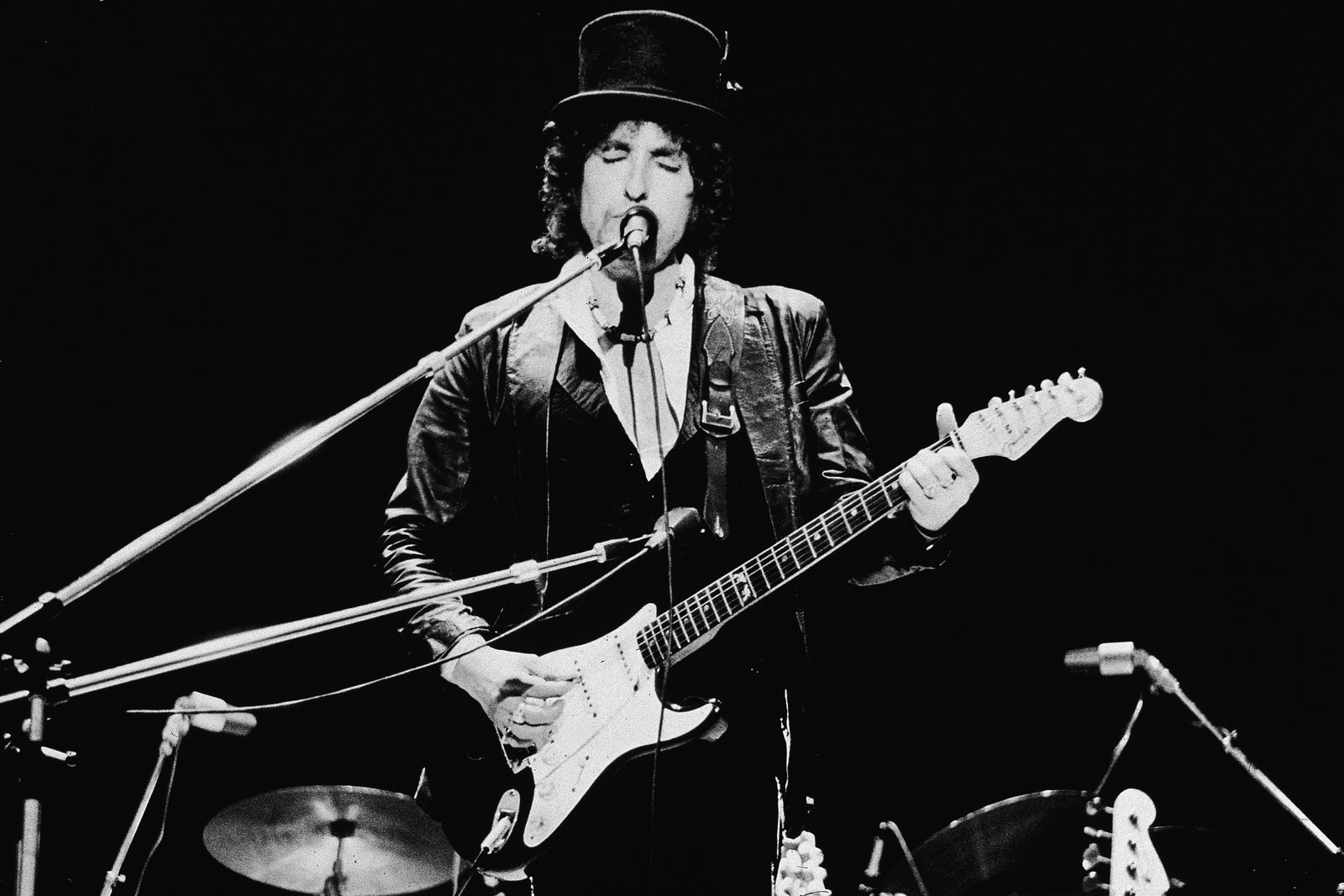 Bob Dylan at the Blackbushe Pop Festival, July 1978.