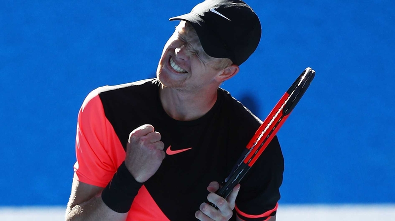 Kyle Edmund celebrates after winning the match