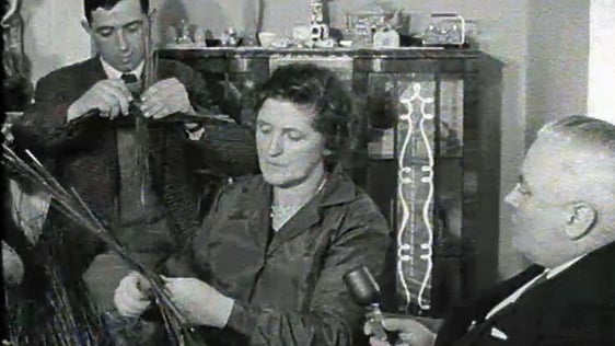 The Holohan family of Redhills in Kildare make traditional St Brigid's Crosses with reeds from the …