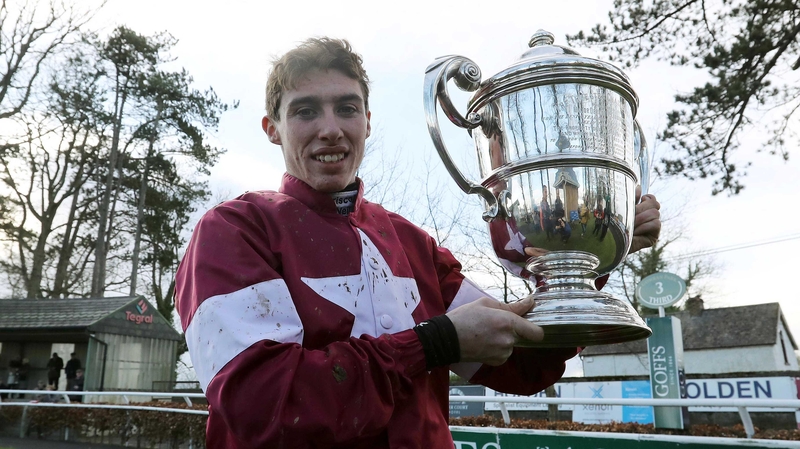 Jack Kennedy, the victorious rider, with the trophy