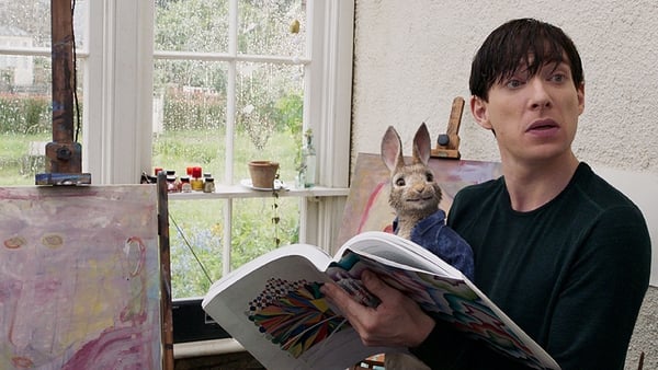 Domhnall Gleeson with Peter Rabbit