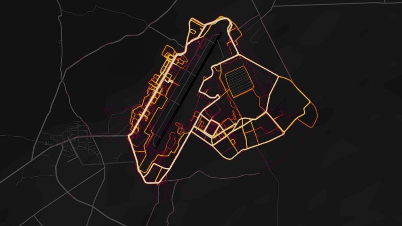 The Strava heat map shows Bagram airfield in Afghanistan (Pic Strava Labs)