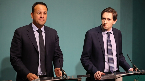 Taoiseach Leo Varadkar and Minister Simon Harris following the special Cabinet meeting