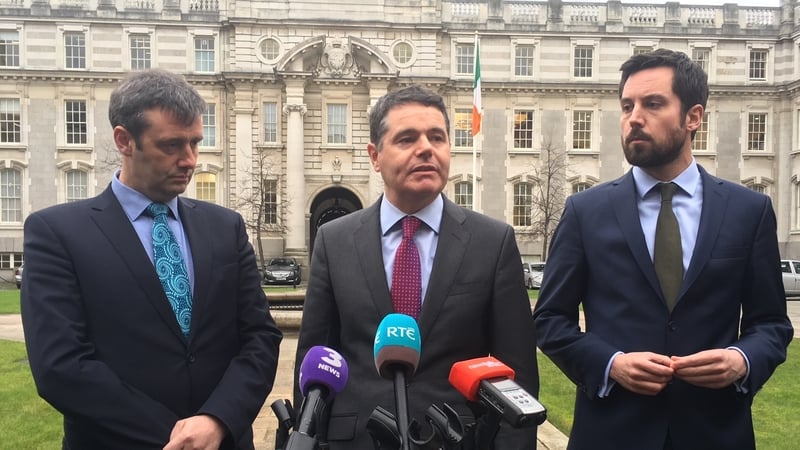 Ministers Michael D'Arcy, Paschal Donohoe and Eoghan Murphy at Leinster House