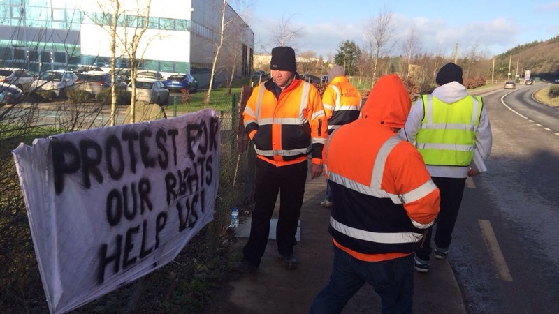 Five drivers are protesting outside O'Leary Transport in New Ross