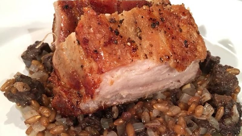 JP's Pork Belly with Rye and Black Pudding