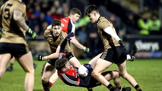 Mayo's Shane Nally with Kerry's Paul Geaney and Sean O'Shea