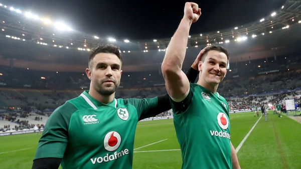 Conor Murray and Jonathan Sexton celebrate