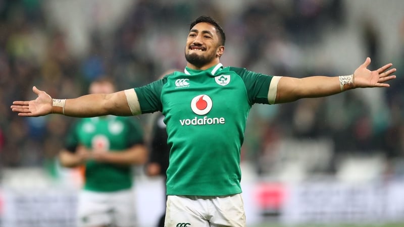 Bundee Aki celebrates at the full-time whistle in Paris