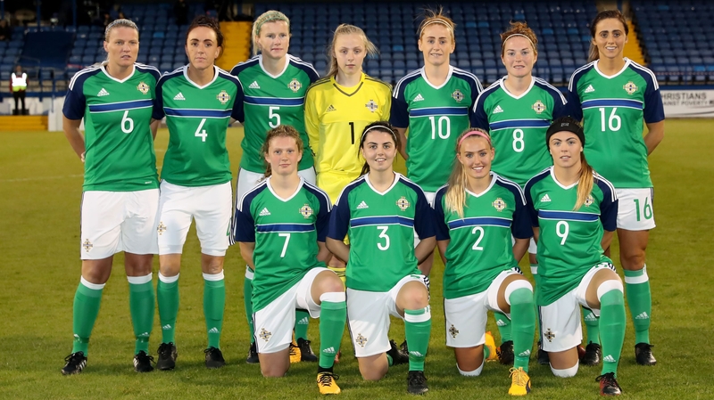 The Northern Ireland women's team before their Wolrd Cup qualifier against the Republic of Ireland last September
