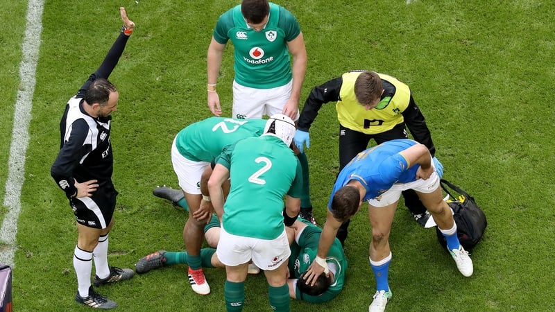 Robbie Henshaw injured himself in the act of scoring against Italy yesterday and is likely to miss the rest of the championship