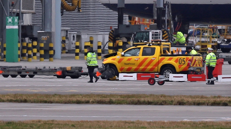 Two airport vehicles crashed in the incident
