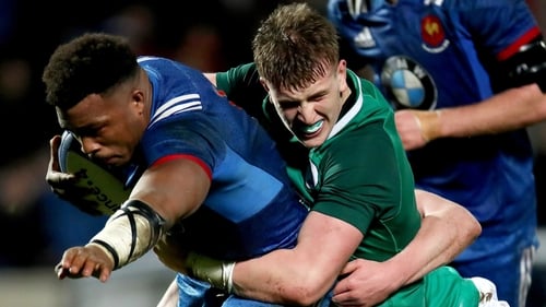 France's Hassane Kolingar is tackled by Cormac Daly in the U20s Six Nations tussle earlier this month