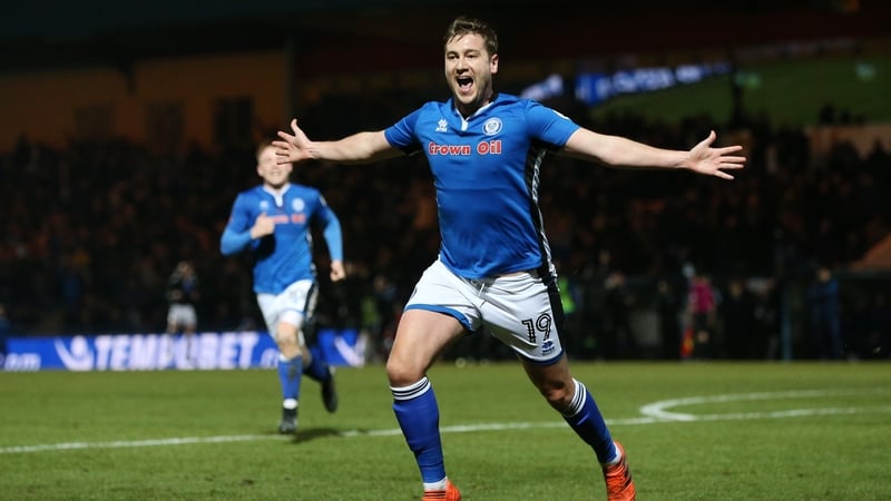 Steve Davies celebrates scoring an injury-time equaliser against Spurs in the FA Cup fifth round