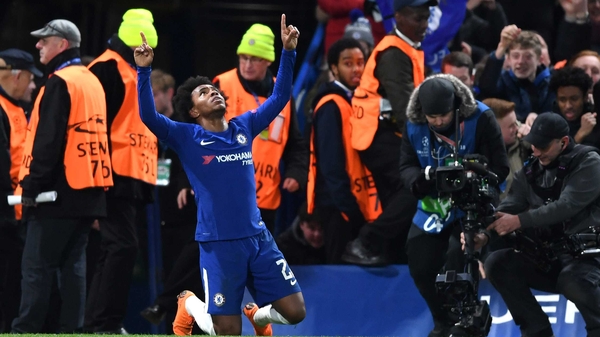 Willian celebrates his goal for Chelsea