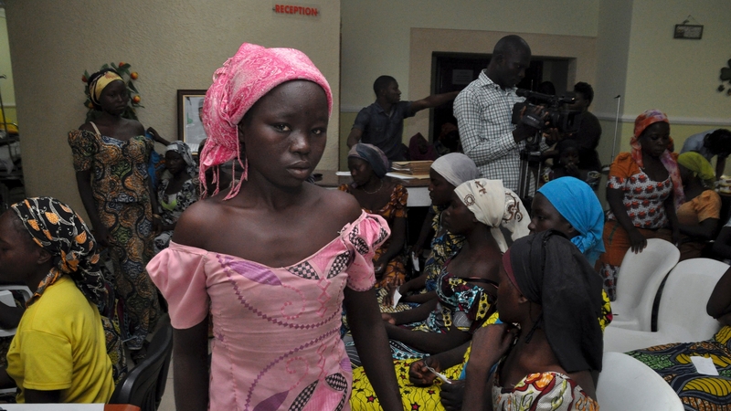 Some of the freed schoolgirls from Chibok in the Nigerian capital, Abuja, in May 2017
