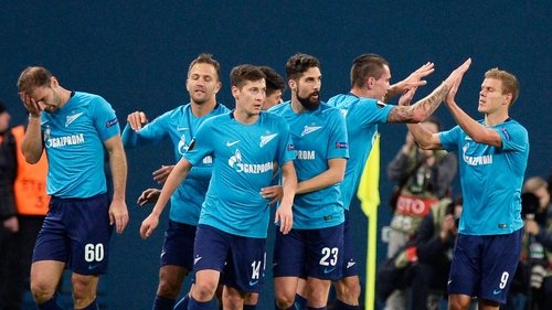 Zenit St Petersburg celebrate Branislav Ivanovic's opener