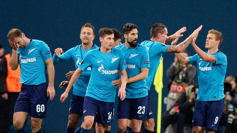 Zenit St Petersburg celebrate Branislav Ivanovic's opener