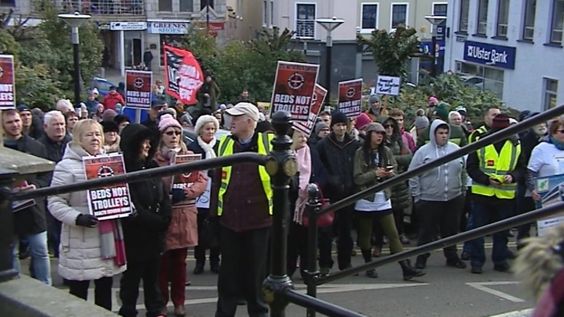 The protesters marched from the hospital to the Market Square in Letterkenny