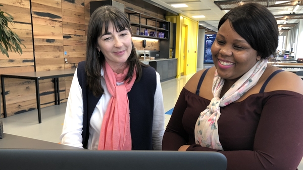 Charlotte Byrne of the Irish Refugee Council with Lindy Cele, a refugee from South Africa
