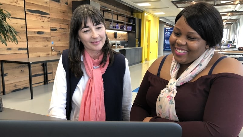 Charlotte Byrne of the Irish Refugee Council with Lindy Cele, a refugee from South Africa