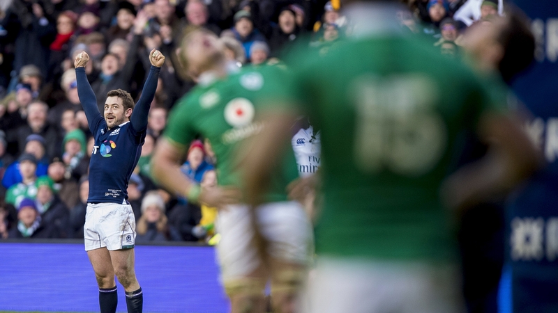 Greig Laidlaw celebrates Scotland's win over Ireland last season