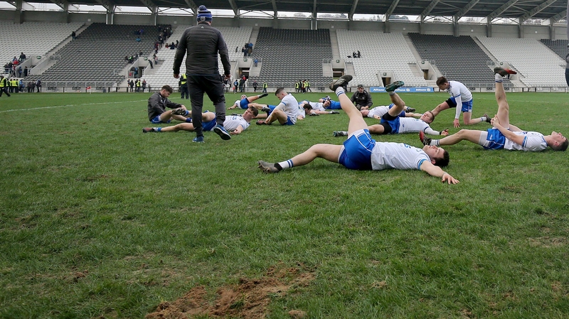 Waterford players warm down after their win over Cork at Páirc Uí Chaoimh yesterday