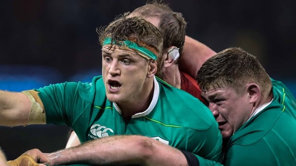 Jamie Heaslip makes a vital tackle on Stuart Hogg on the final day of the 2015 Six Nations championship