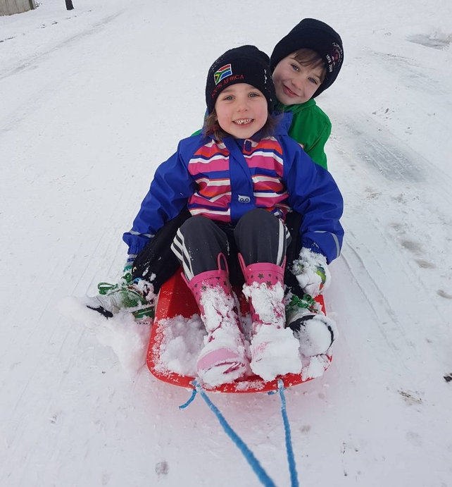'Snow' school for Freya and Harry Grennan in Tullamore this week