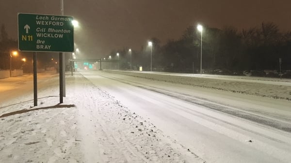 Snow on the N11 in Dublin this evening