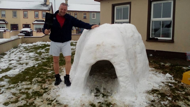 Mark McNamara in Lixnaw Co Kerry, had help from his children and grandchildren with this igloo