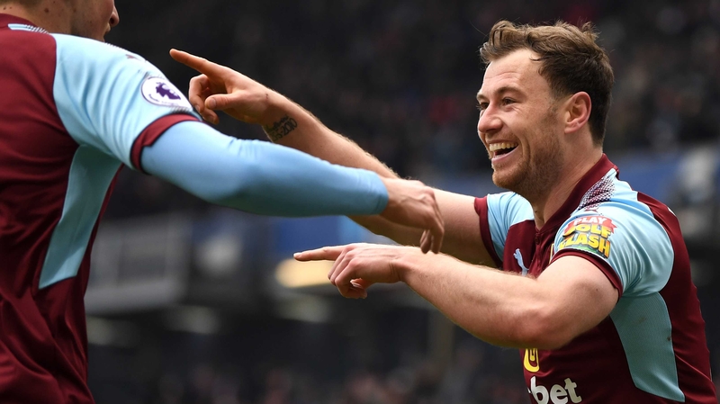 Ashley Barnes of Burnley celebrates scoring his side's first goal
