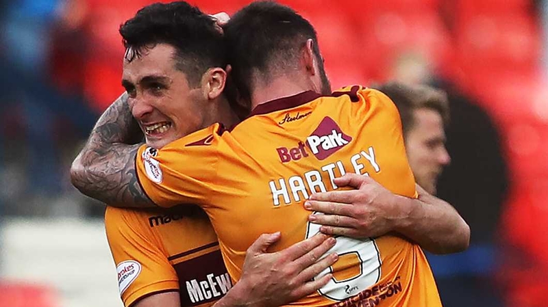 Carl McHugh (L) volleyed a brilliant winner