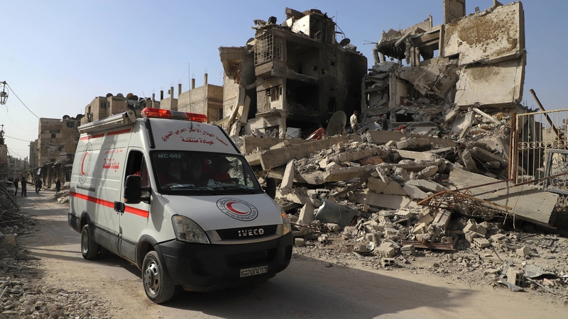 A Syrian Red Crescent ambulance in Douma, Eastern Ghouta