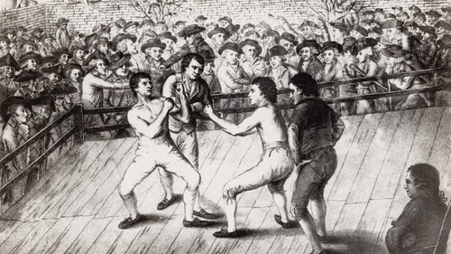 Daniel Mendoza in the ring with Richard Humphreys. Photo: Hulton Archive/Getty Images