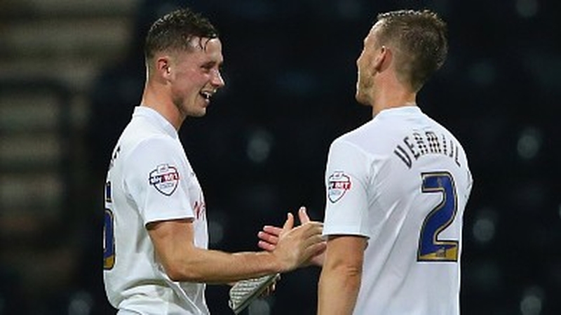 Alan Browne (L) scored a fine goal for Preston