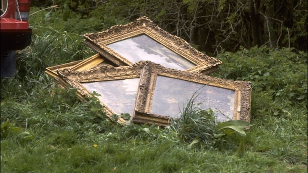 Discarded gilt frames left behind after the Russborough art robbery