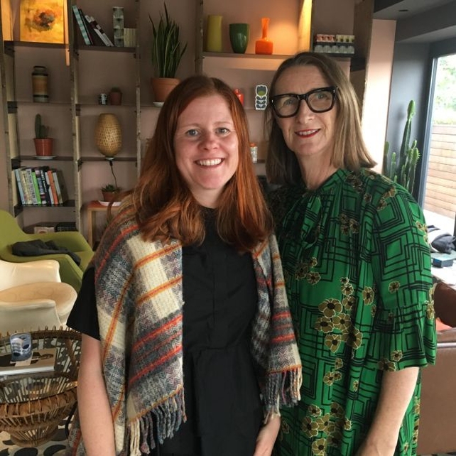 Ciara Nic Chormaic, Director/ producer of the beautiful fashion documentary series on TG4 at the moment, Snáithe. (pictured with designer Orla Kiely)