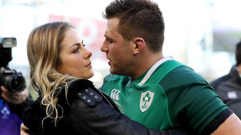 CJ Stander celebrates with his wife after the win over Scotland