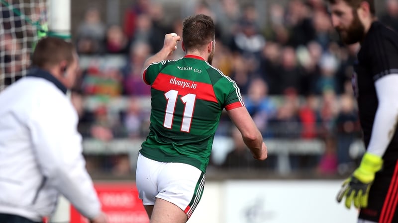 Aidan O'Shea celebrates his goal in Mayo's victory