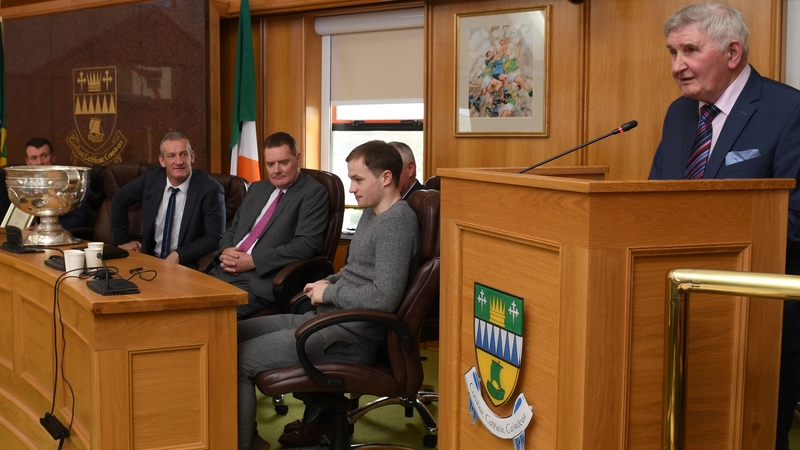 Mick O'Dwyer addressing today's civic reception in Tralee