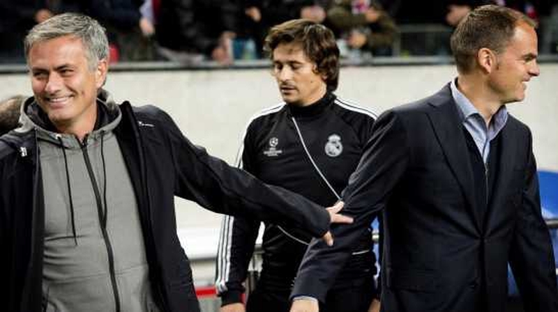 Happier times: Jose Mourinho (L) with Frank de Boer