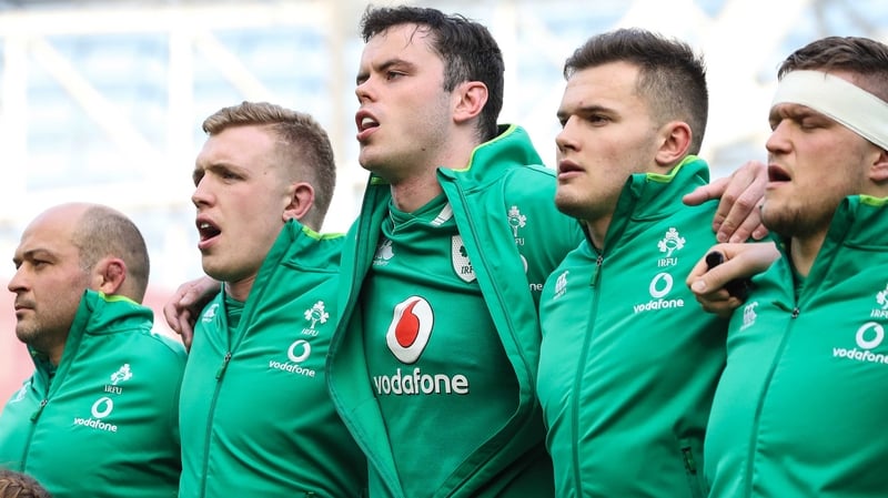 (L to R): Ireland's Rory Best, Dan Leavy, James Ryan, Jacob Stockdale and Andrew Porter