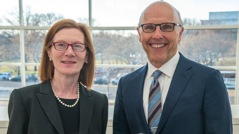 Professor Margaret Murnane and David McCourt receiving their medals in Washington D.C. today