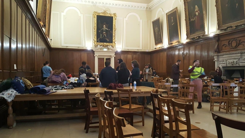 A number of students are taking part in the protest in the dining hall at Trinity College Dublin