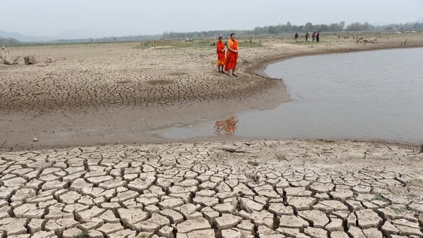 The panel says 40% of the world's population is being affected by water scarcity