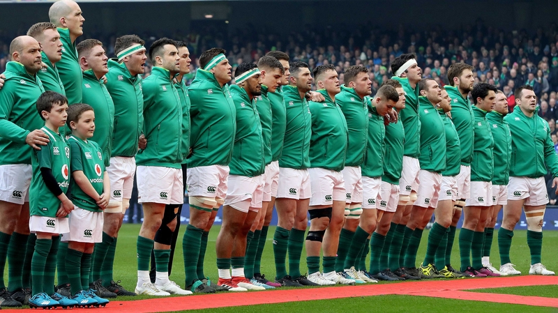 Ireland stand for the anthems before last Saturday's clash with Scotland