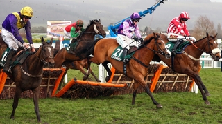Whiskey Sour, Mohaayed and Remiluc clear the last in the County Hurdle