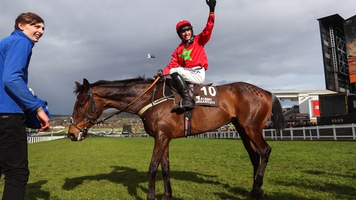 Harry Compton onboard Kilbricken Storm celebrates