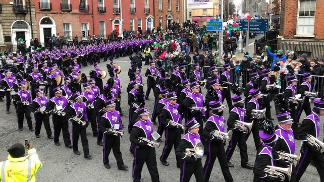 An image of the Dublin parade taken from the top of a bus